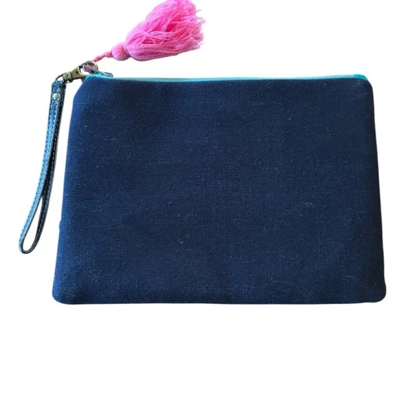 Floral Embroidered padded Clutch with Tassel EUC - Picture 2 of 4